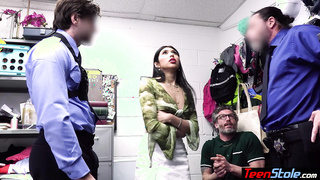 Latina teen thief has to fuck some cocks