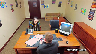 Banging PE teachers beautiful ass on the office desk