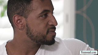 Horny TS Zariah Aura sucks and rides Rodrigos dick