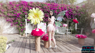 Teen brunette shows her luscious body