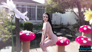 Teen brunette shows her luscious body