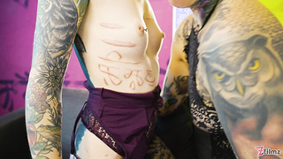 Alternative girls enjoy a strap on fuck fest