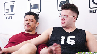 Clark Delgaty and Rocky Vallarta jerks each other