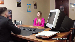 Dildoing and fucking hot milf in the office