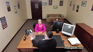 Dildoing and fucking hot milf in the office