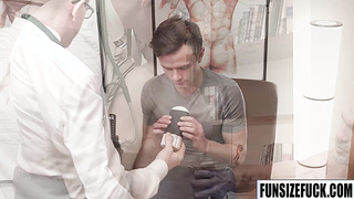 Two monster cock for petite guy Logan Cross