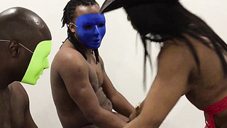 COWGIRL WITH 2 BIG BBC GANGBANG