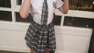 Naughty 18yo HS Schoolgirl Asks for Additional Credit by Coming over with no Underpants.