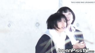 Wild Chinese college girls spraying pee in public