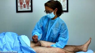 SURGICAL HOODED CHINESE PHYSICIAN HANDJOBS PLUMP FELLOW