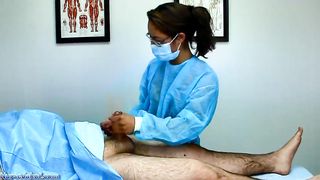 SURGICAL HOODED CHINESE PHYSICIAN HANDJOBS PLUMP FELLOW