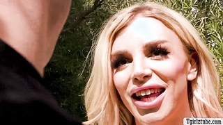 Trans camper Angellica barebacked by her friend