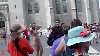 Anal slaves rough fucked in bondage in public
