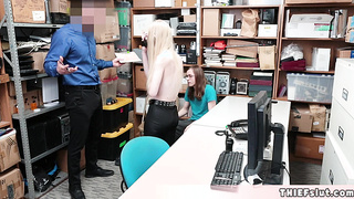 Skinny thief fucked in front of her BF