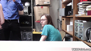 Skinny thief fucked in front of her BF