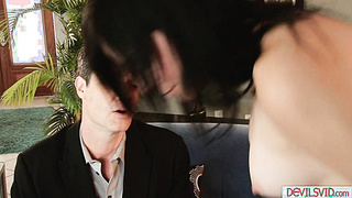 Teen stepdaughter seducing then giving stepdad blowjob