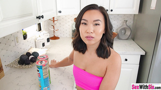 Asian teen stepsis wants to be a cowgirl