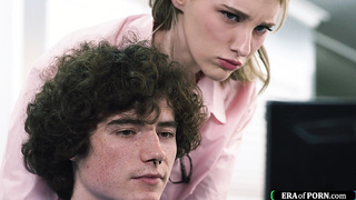 Petite teen licked by big cock coworker