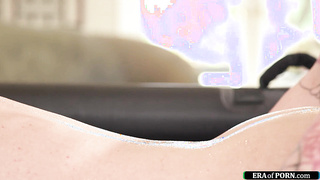 Busty brunette giving ex a nuru massage