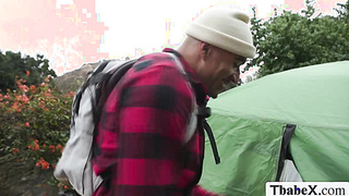 Busty Camper gets analed by friend inside the tent