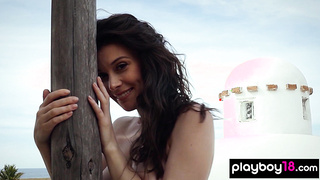 Pure and simple babe shows her big boobs