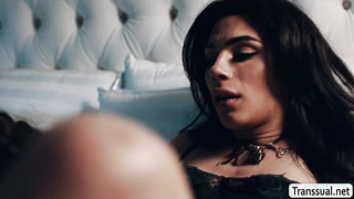 Trans stepmother licks and fucks her stepdaughter