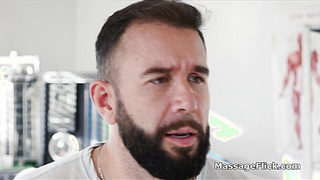 Sexy doctor performs special massage on patient