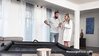 Sexy doctor performs special massage on patient