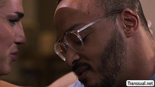 Tgirl Kalli Grace barebacked by black Dillon Diaz