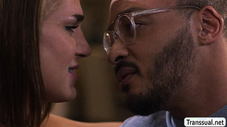 Tgirl Kalli Grace barebacked by black Dillon Diaz