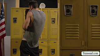 TS Jexxxica gets barebacked by pervert gym buddy