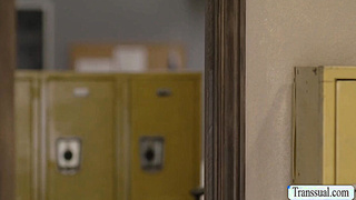 TS Jexxxica gets barebacked by pervert gym buddy