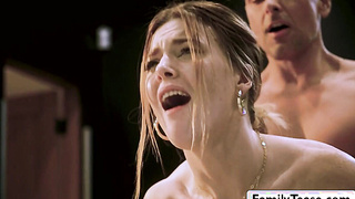 Stepbro fucks both of his horny stepsisters pussy