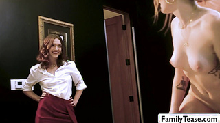 Stepbro fucks both of his horny stepsisters pussy