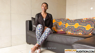 Big natural tits ebony model on casting