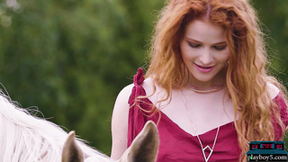 Gorgeous hot redhead MILF outdoor solo