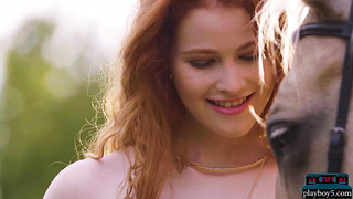 Gorgeous hot redhead MILF outdoor solo