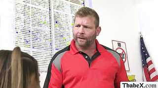 Teacher gets warm blowjob and analed TS cheerleader