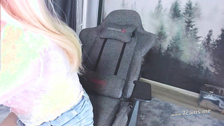 Sexy Trans Slut Faps Her Tiny Cock On Chair