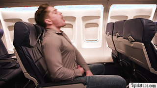 Flightattendant and customer 3some sex in airplane