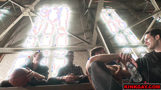 C'mon guys! Jump him, tie him up, and strip him down!