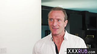 New massage practice on big cock guy