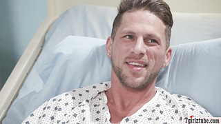 TS nurse Gracie Jane barebacked by horny patient