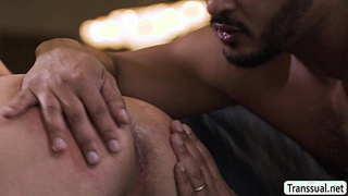 Tgirl Kalli Grace barebacked by big black cock