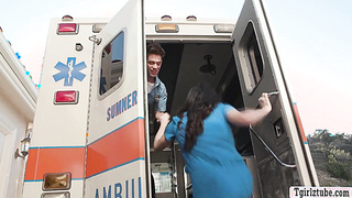 Ambulance driver bareback fucks TS nurse in mobile