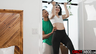 Liz Jordan hanging on huge black cock