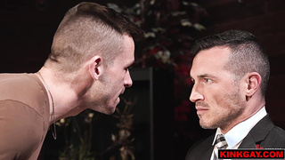 Lane crams his cock deep down Dereks throat