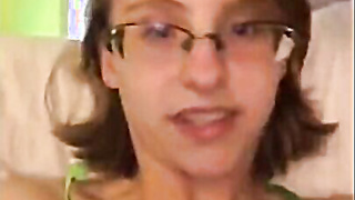 Nerdy Aurora playing with her cute pussy