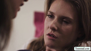 TS stepmom catches teen masturbating and fucks her