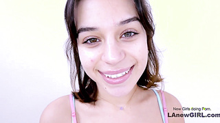 Tiny 18 yo Girl practices pumping big hard cock